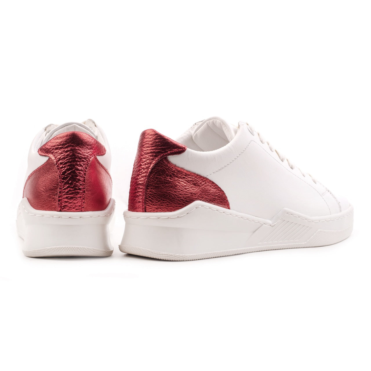 Omnio spencer city sneakers dames wit/rood leer