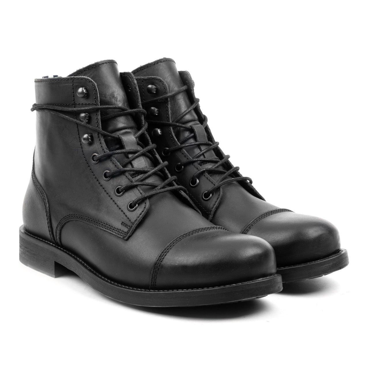 Nordland beret toe cap boots heren zwart waxed leer