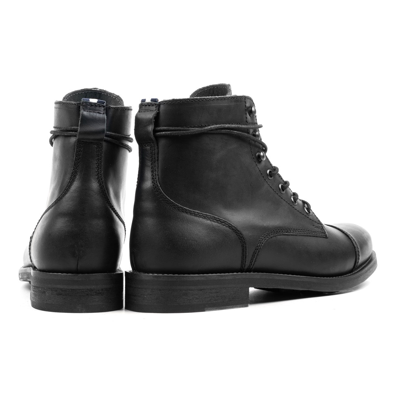 Nordland beret toe cap boots heren zwart waxed leer