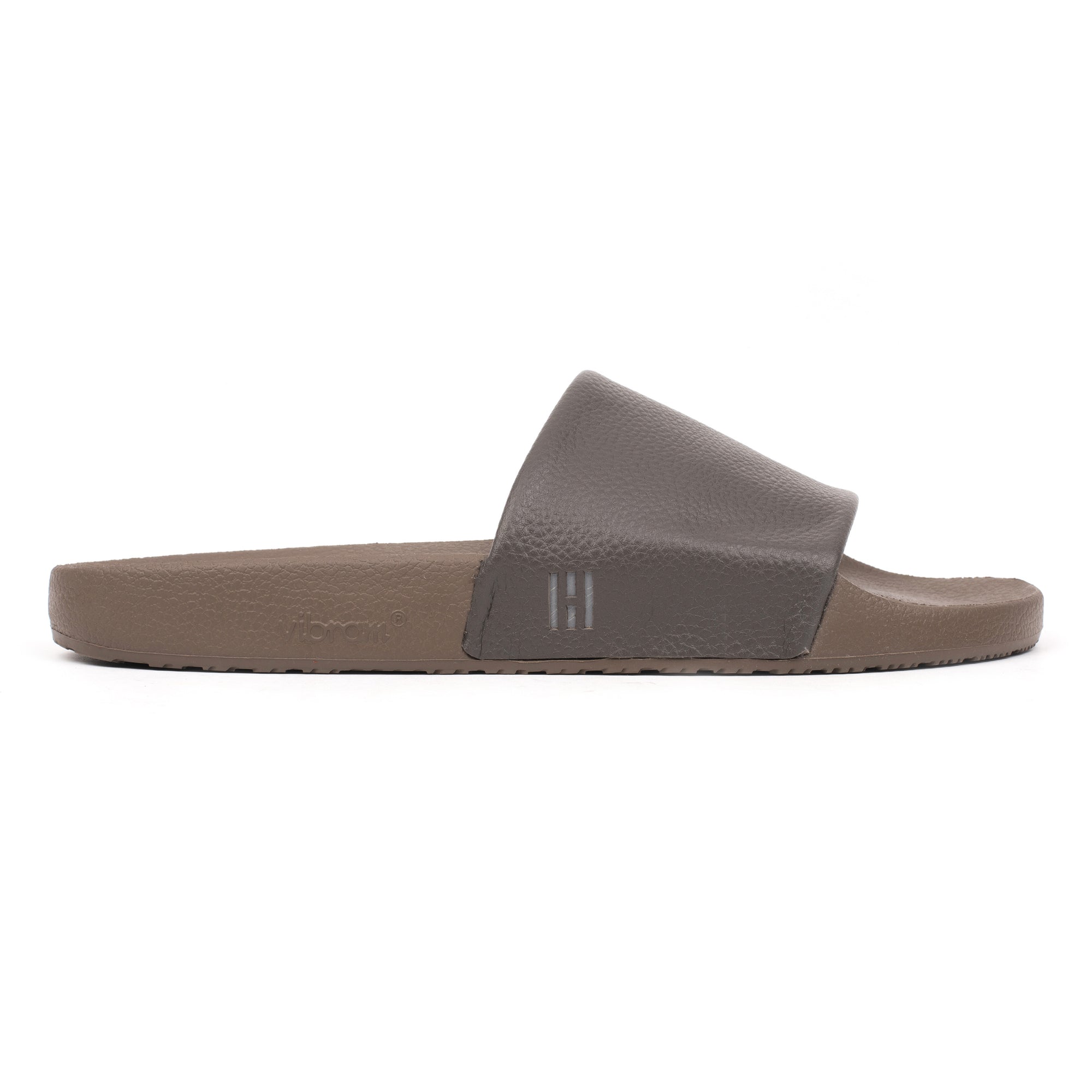 Hinson lux grip slide sandalen heren taupe grijs leer