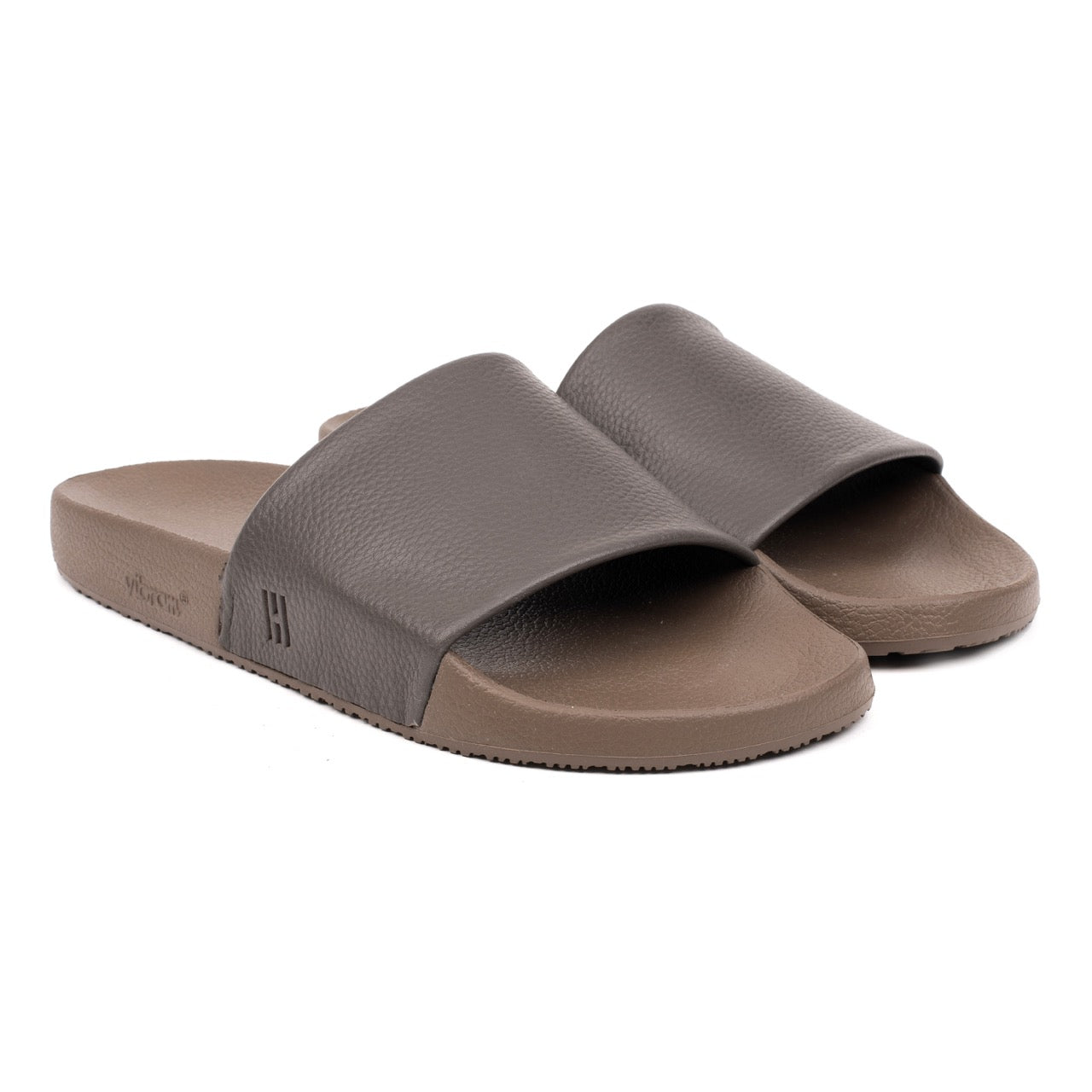 Hinson lux grip slide sandalen heren taupe grijs leer