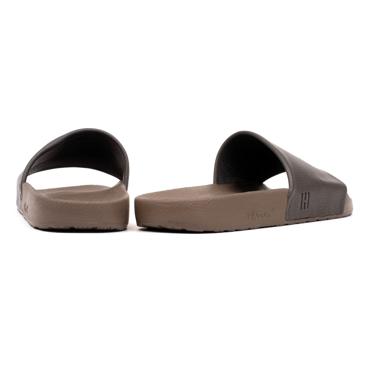 Hinson lux grip slide sandalen heren taupe grijs leer