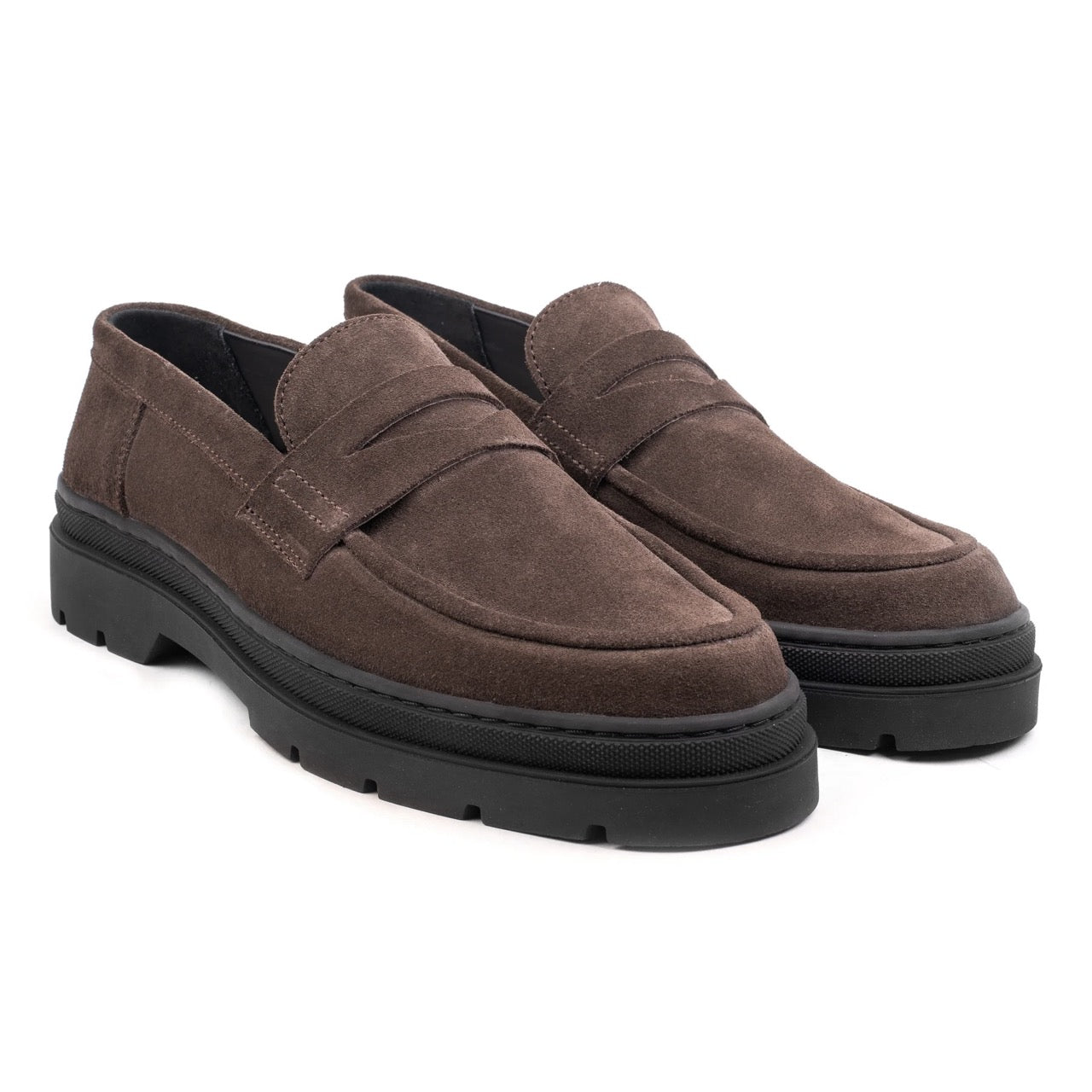 Hinson elon loafers heren donkerbruin suède