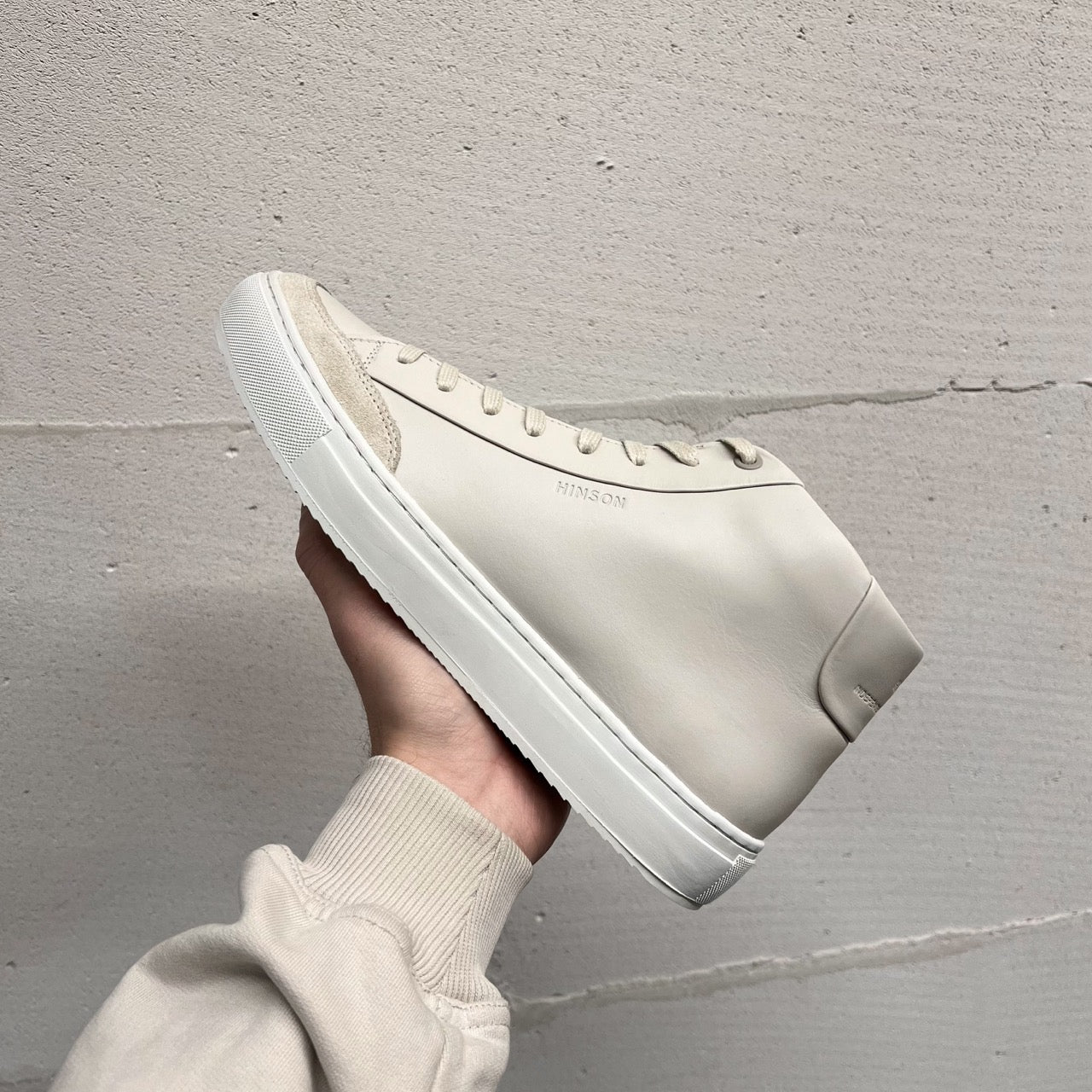 Hinson sorren high sneakers heren ice beige leer