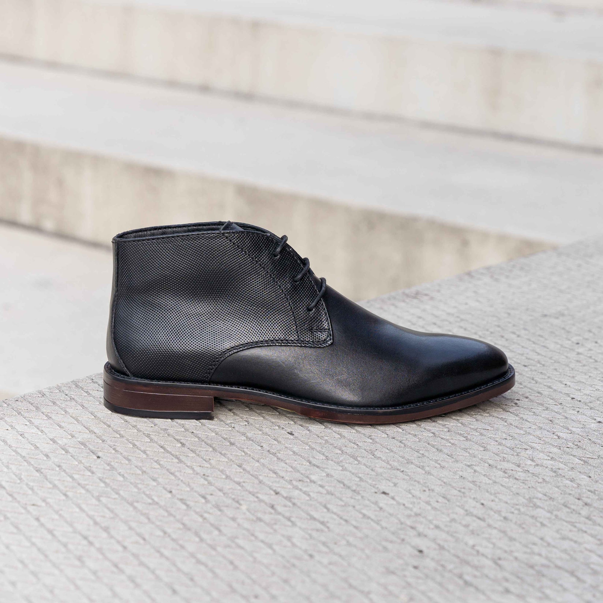Cafe Moda veterboots heren zwart leer
