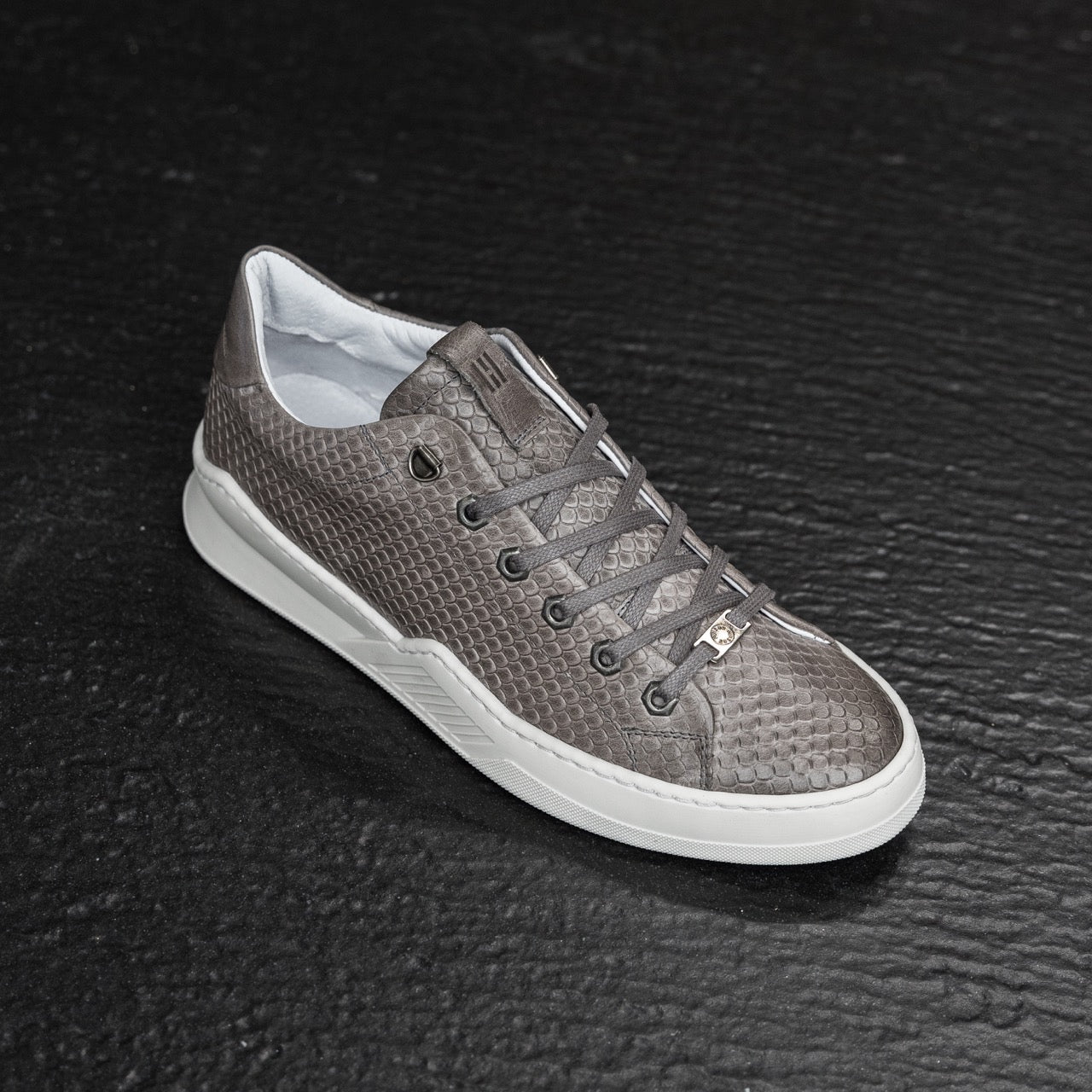 Hinson city low sneakers heren grijs embossed leer
