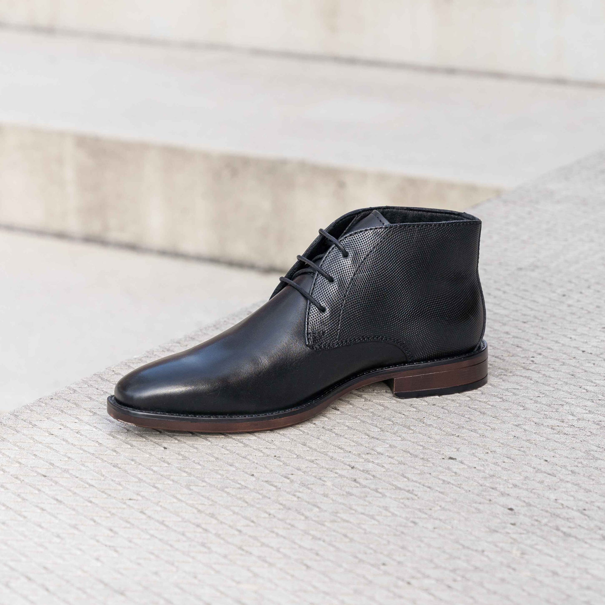 Cafe Moda veterboots heren zwart leer